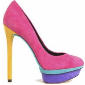 B Brian Atwood Fontanne Suede Colorblock Pump - Pink